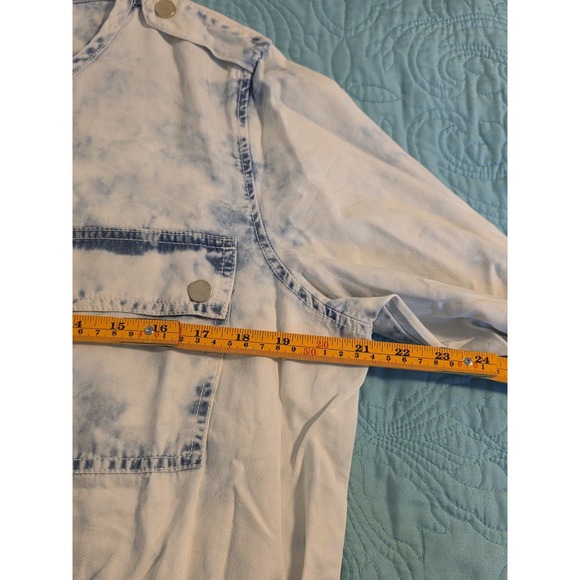 Chico's Sz 2(12) Dynamic Denim Jacket/Dress Light‎ Snowbird Cinch Waist Retro - Picture 7 of 9